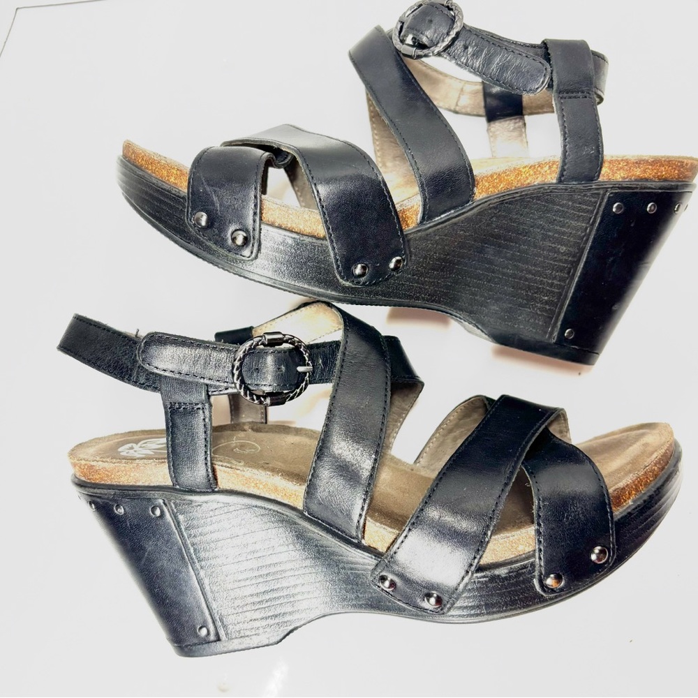 DANSKO Frida Leather Wedge Sandal Size 37 - Picture 6 of 8